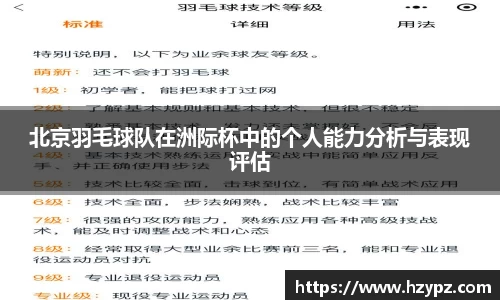 北京羽毛球队在洲际杯中的个人能力分析与表现评估